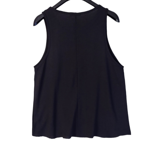 Linen Tank Top Womens Large Black New Round Neck Sleeveless, Tres Bien - Picture 2 of 11